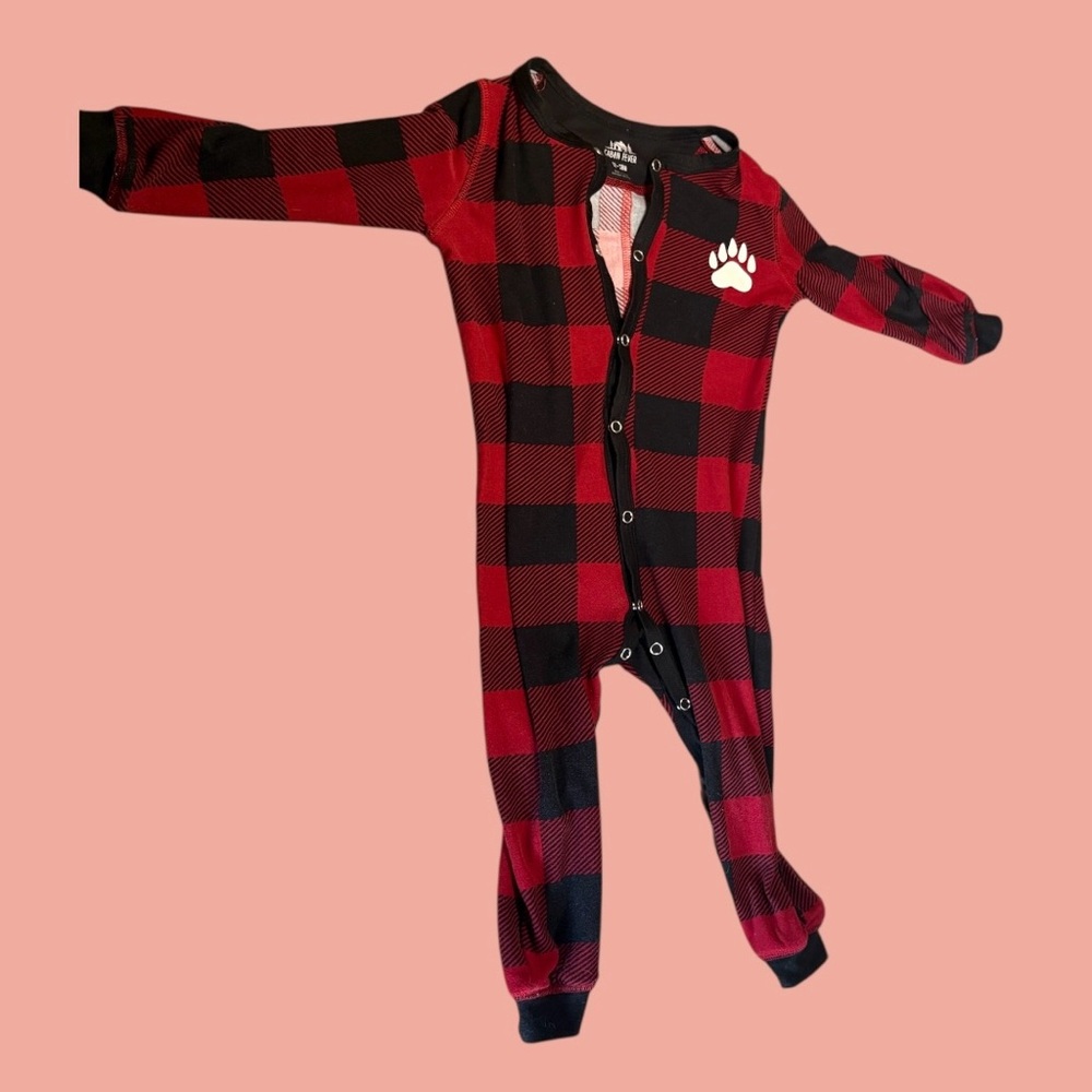 Cabin Fever Red and Black Plaid Kids One Piece